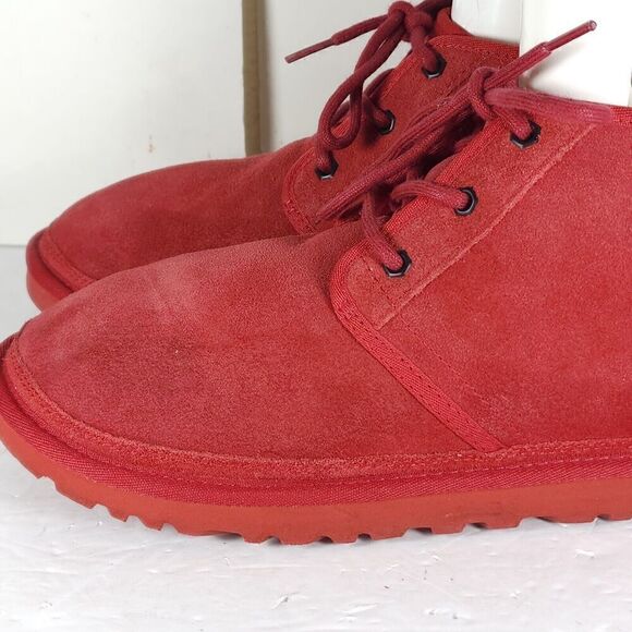 UGG Men's Neumel US 10 Red Suede Sheepskin Lined Ankle Chukka Boots Shoes - Picture 3 of 15